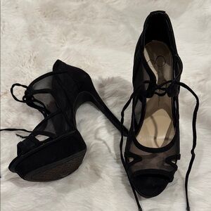 Jessica Simpson Black Lace-Up Heels